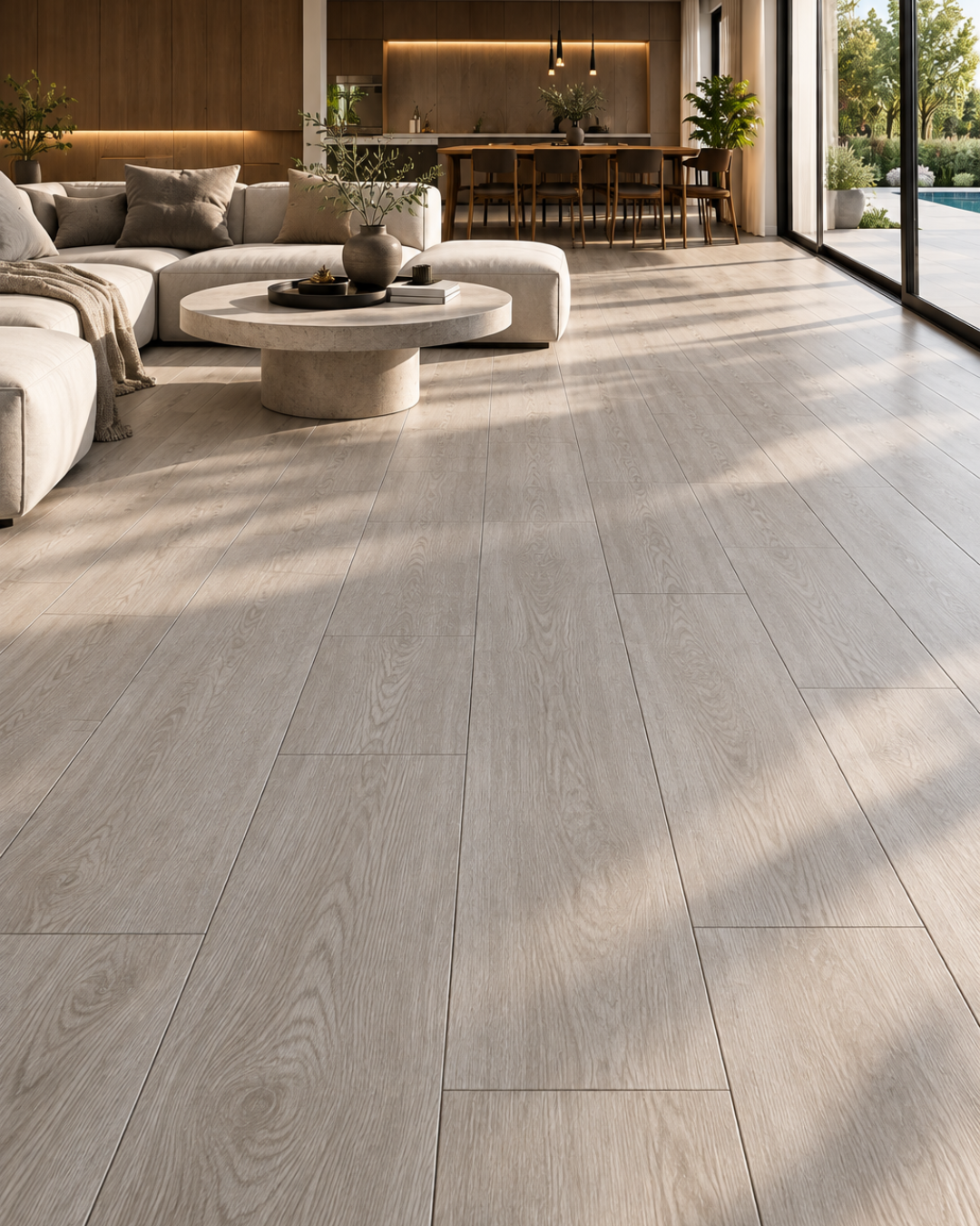 Carrelage Nordby Grey dans un séjour moderne scandinave